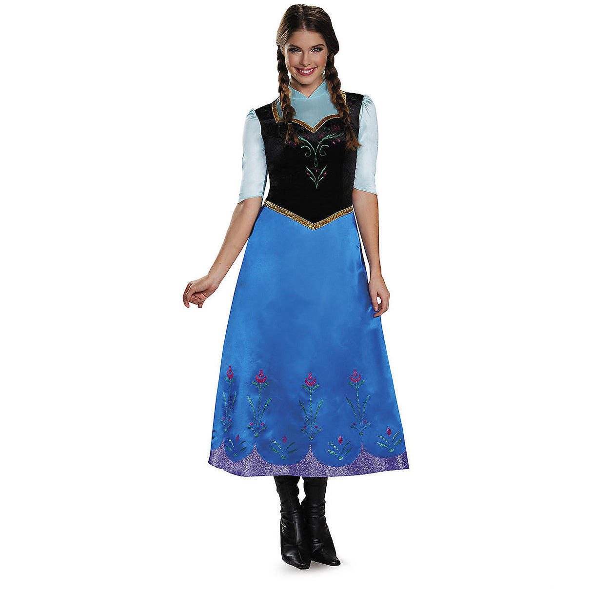 Deluxe Disney Frozen Anna Traveling Dress Costume for Halloween Parties Disney Themed Events and Dress-Up Fun