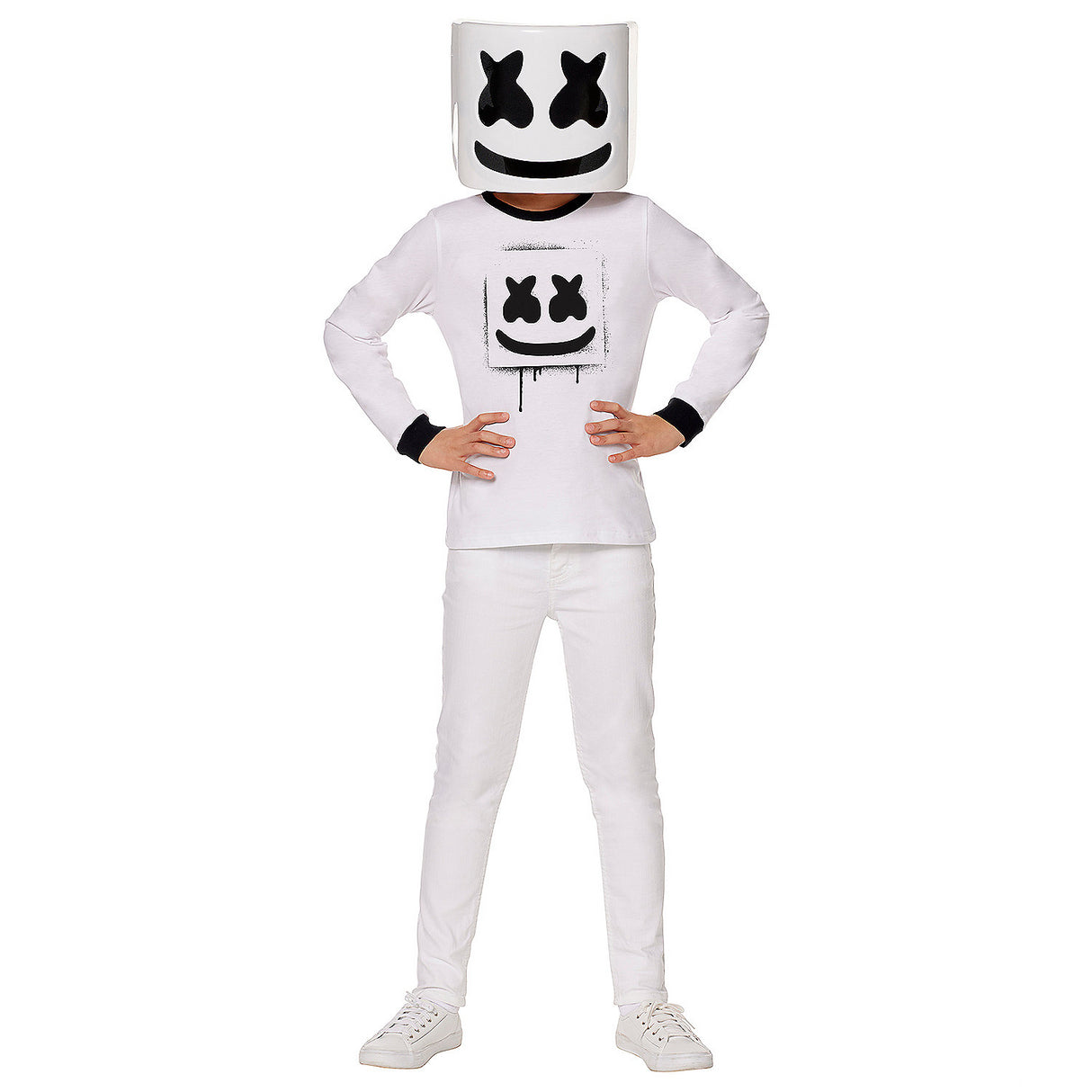 Officially Licensed Kids Black & White Marshmello Costume for Halloween Parties and Themed Events