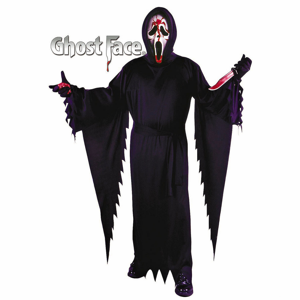 Adult Bleeding Ghost Face Costume with Mask for Halloween Scary Costume Parties and Haunted Events