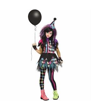 Girls Multicolor Twisted Circus Clown Halloween Costume Dress