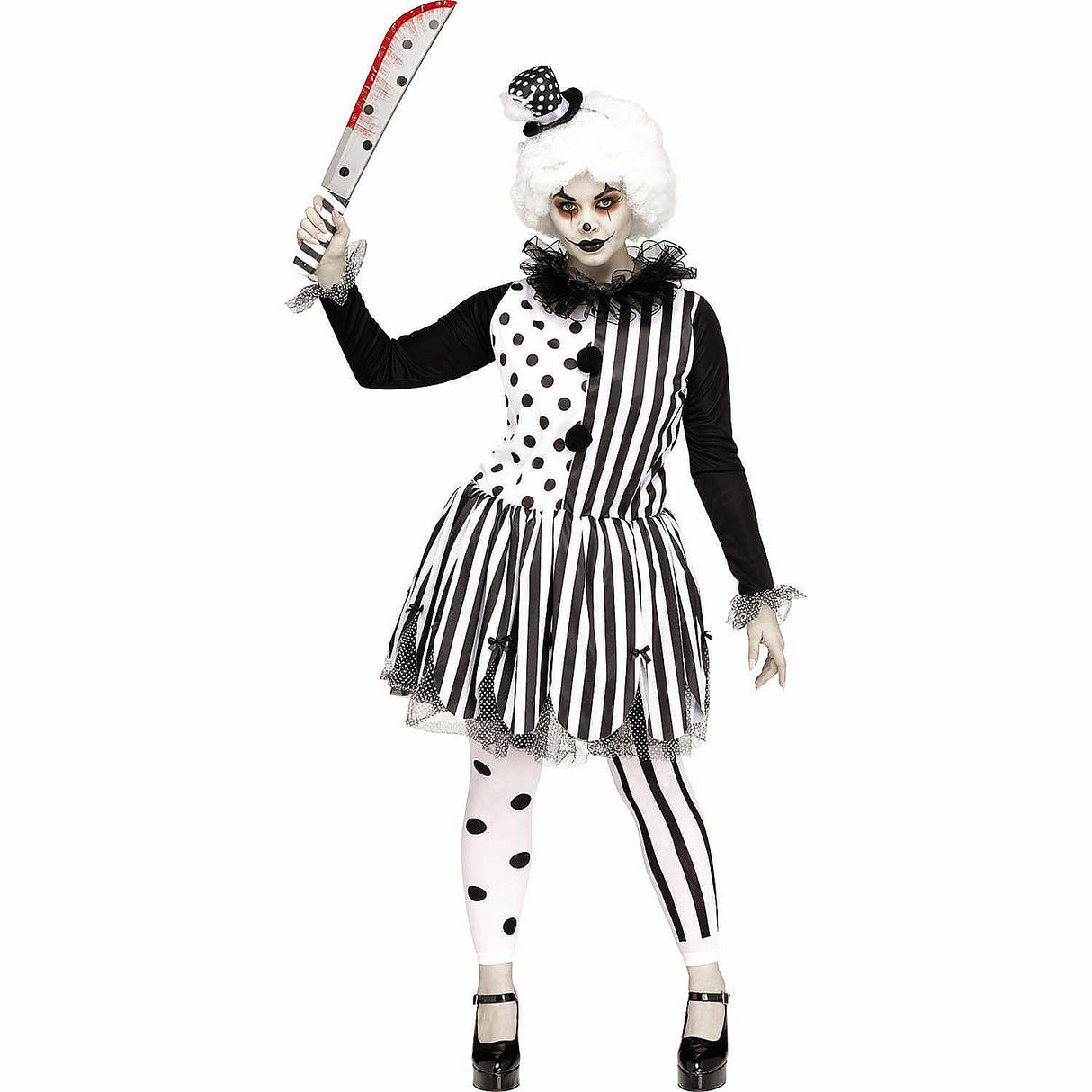 Women's Black and White Killer Clown Costume for Halloween Parties Costume Events and Creepy Celebrations