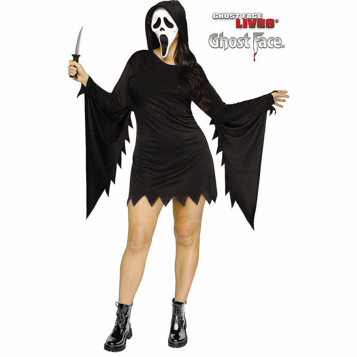 Sassy Plus Size Ghost Face Dress Costume for Halloween Parties and Spooky Events