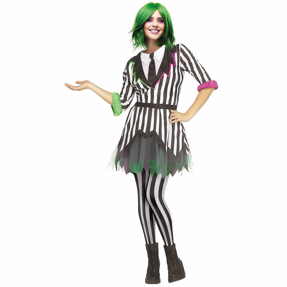 Elegant Black and White Ghostly Gal Dress Costume for Halloween Parties and Spooky Events