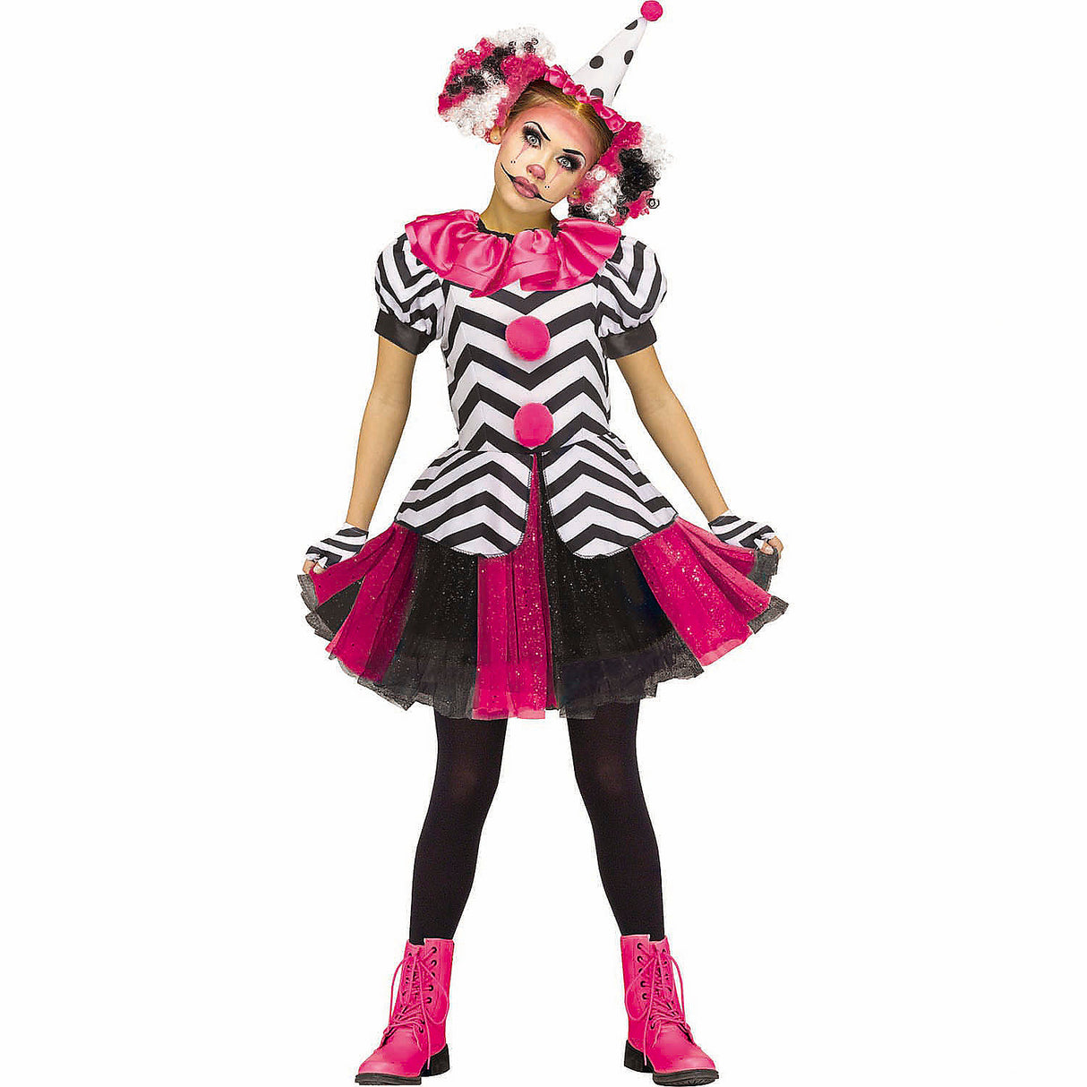 Kids Circus Harlequin Dress Costume for Halloween Parties Dress-Up Events and School Plays