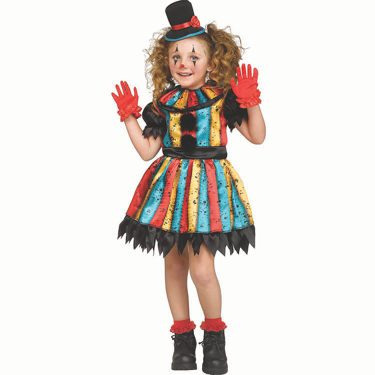 Toddler Colorful Carny Clown Dress Halloween Costume Outfit