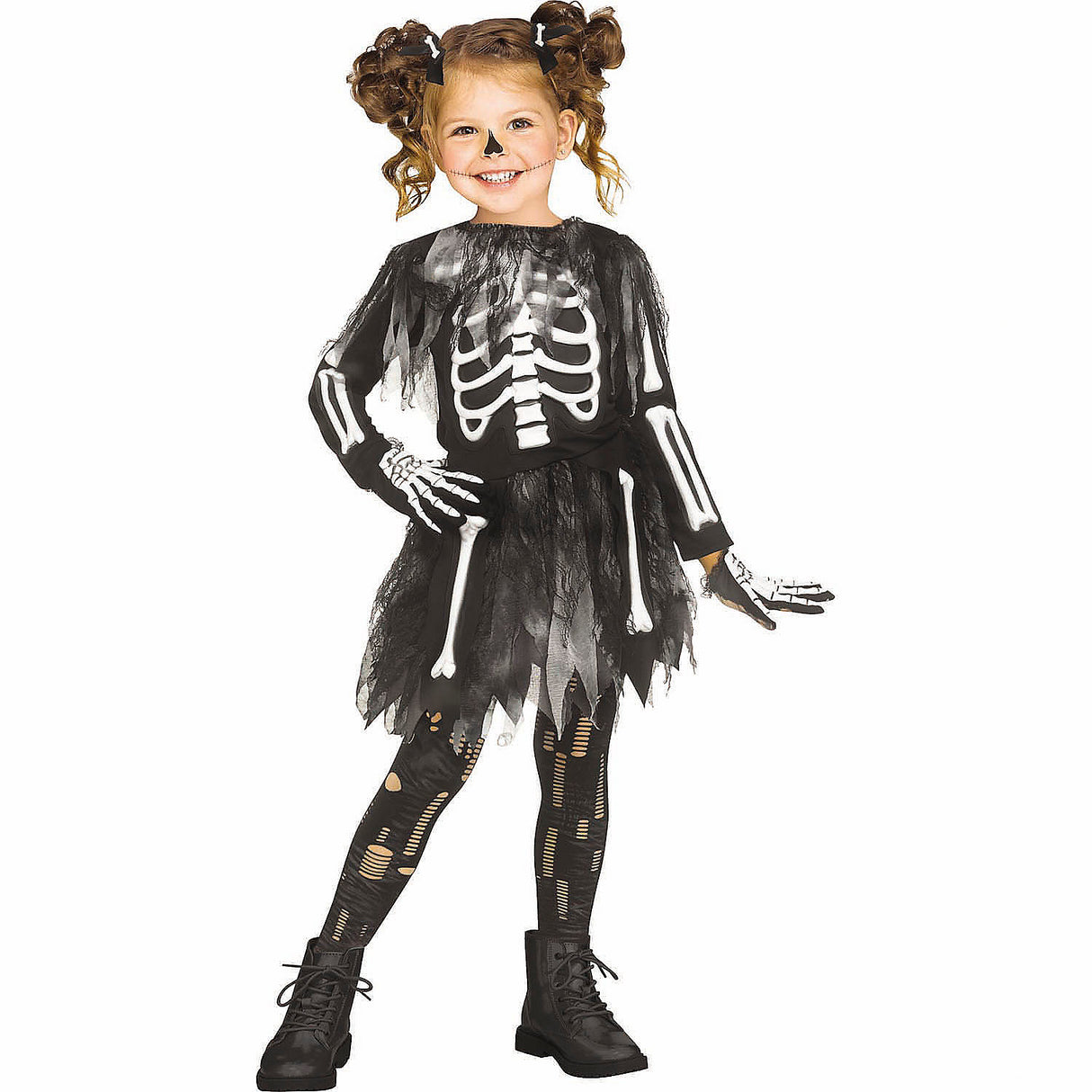 Adorable Toddler Skele-Girl Dress Costume for Halloween Parties and Dress-up Events