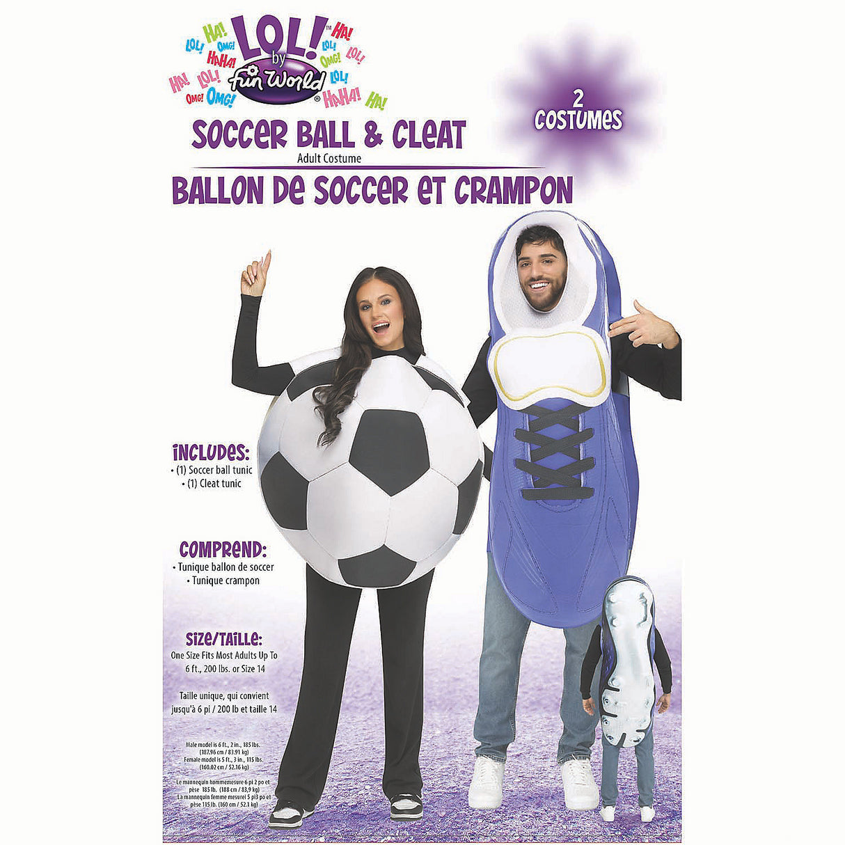 Fun Soccer Ball and Cleat Couples Costume for Halloween Parties and Themed Events
