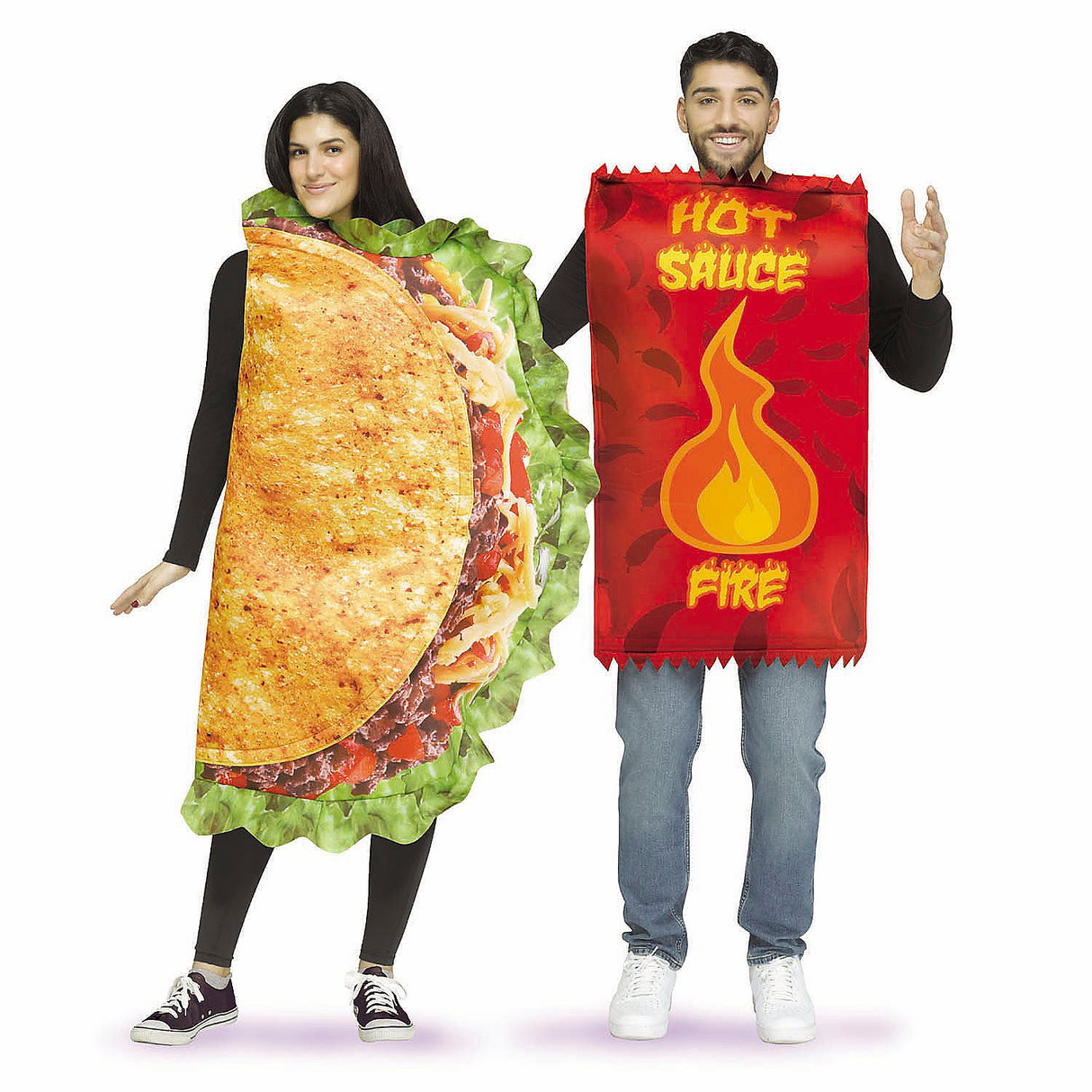 Fun Taco and Hot Sauce Couples Halloween Costume Idea for Themed Parties and Couples Dress Up