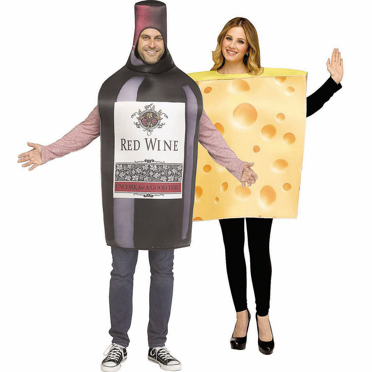 Fun Adults Wine and Cheese Couples Costume for Halloween Parties and Trick or Treat Adventures