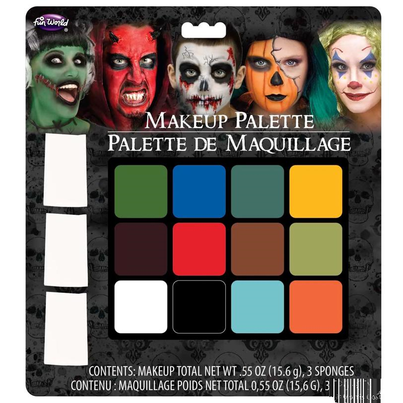 12-Color Oil-Based Makeup Palette with Sponges