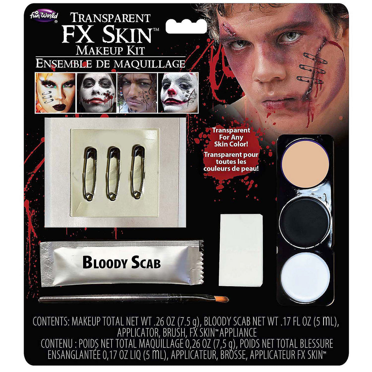 Pins Prosthetic Transparent FX Appliance Makeup Kit for Halloween Parties Costumes and Scary Makeup Effects