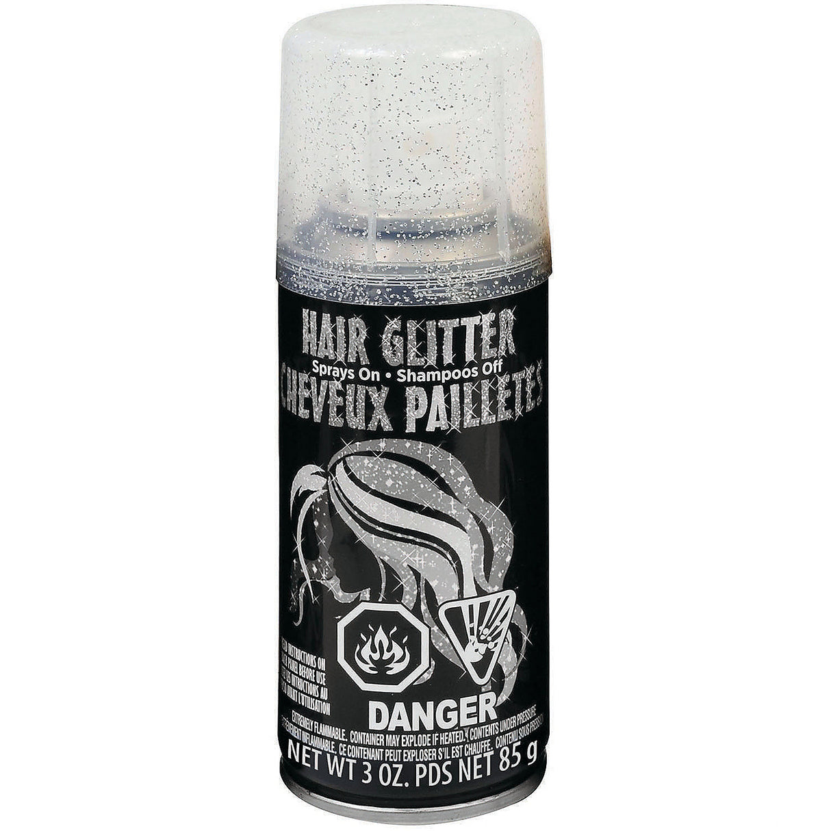 3 oz Silver Hair Glitter Spray for Easy Halloween Costume and Themed Celebrations