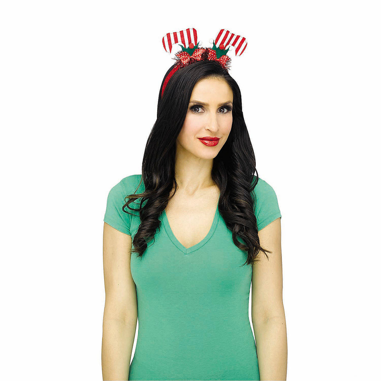 Festive Red White Green Elf Shoes Holiday Headband for Christmas Celebrations and Holiday Events