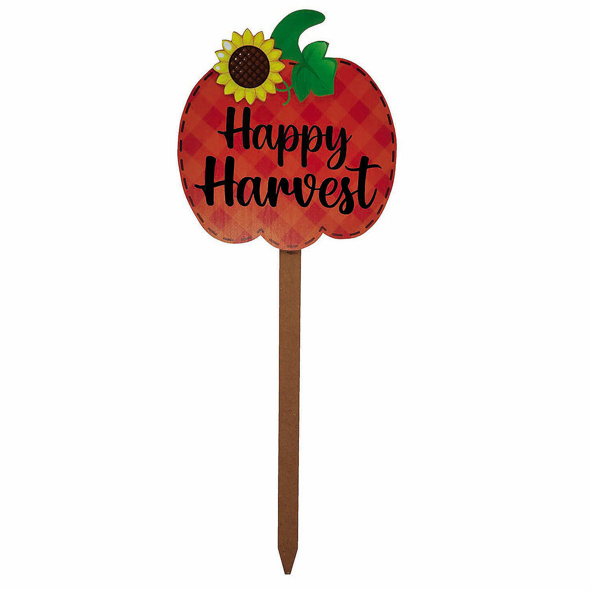 Decorative Happy Harvest Pumpkin-Shaped Wood Yard Sign for Fall Outdoor Decoration and Seasonal Celebrations