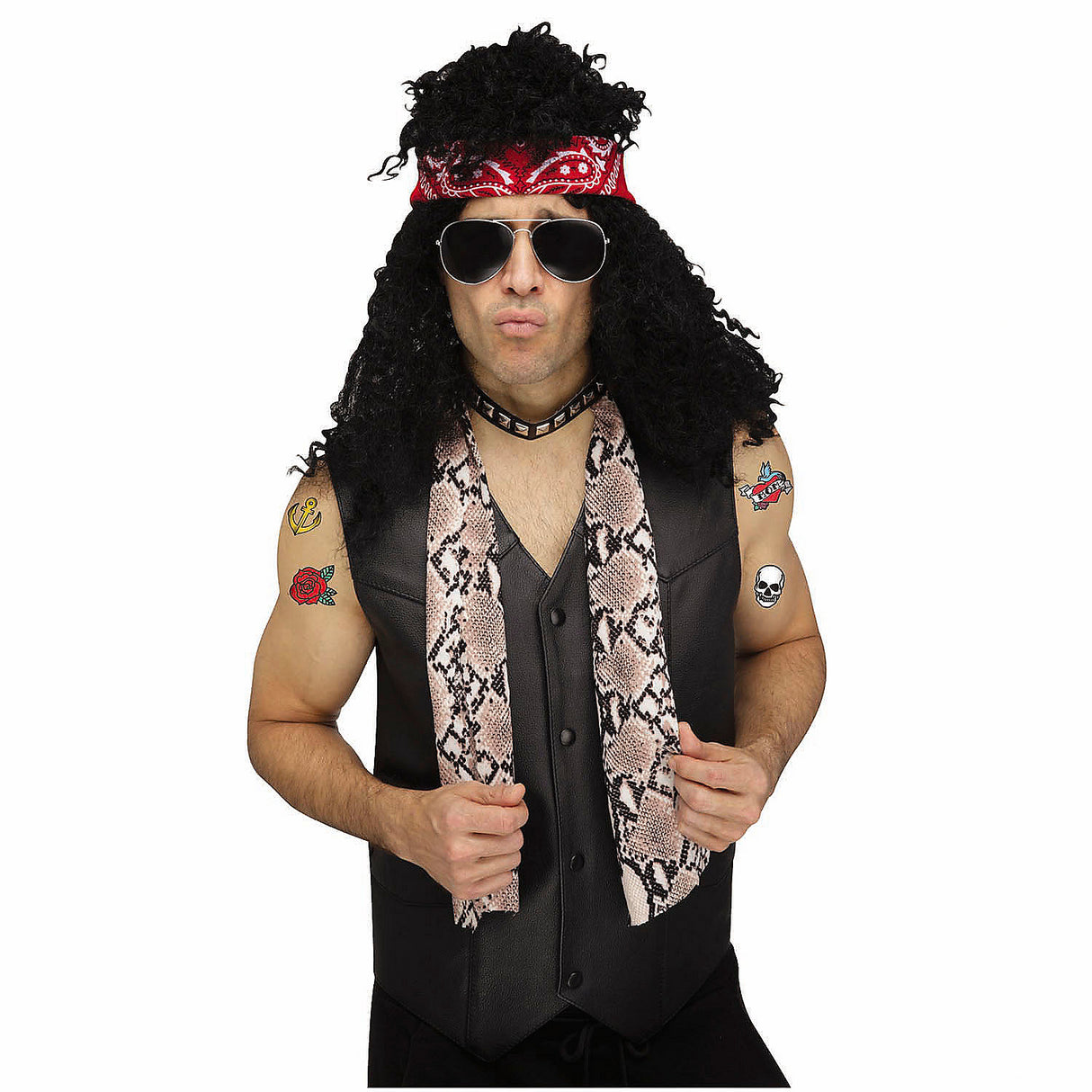 Instant Kit 80s Rocker Multicolor Costume for Retro Parties Halloween Events and Themed Celebrations