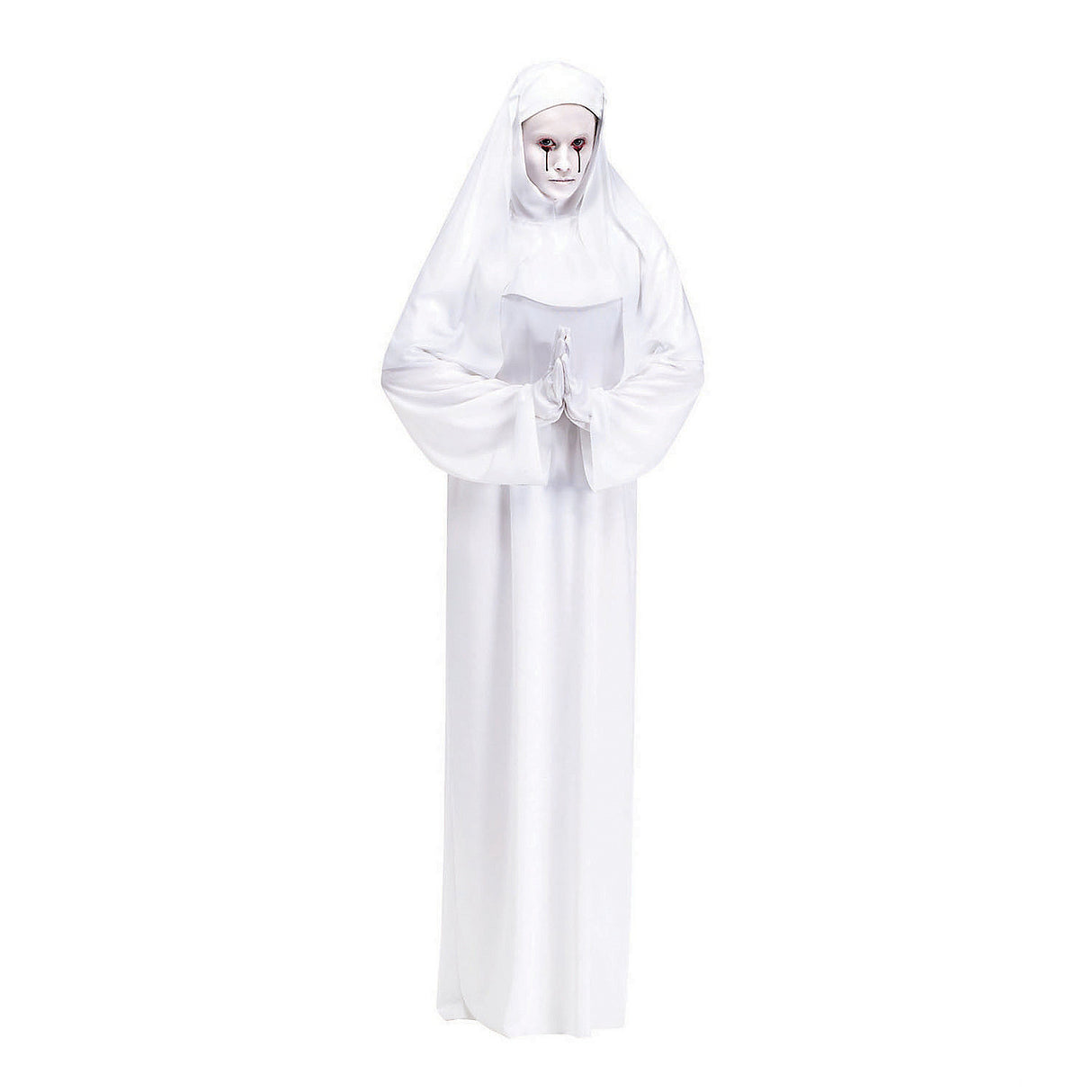 Chilling Ghost Nun White Horror Habit Costume for Halloween Parties and Scary Movie Fans