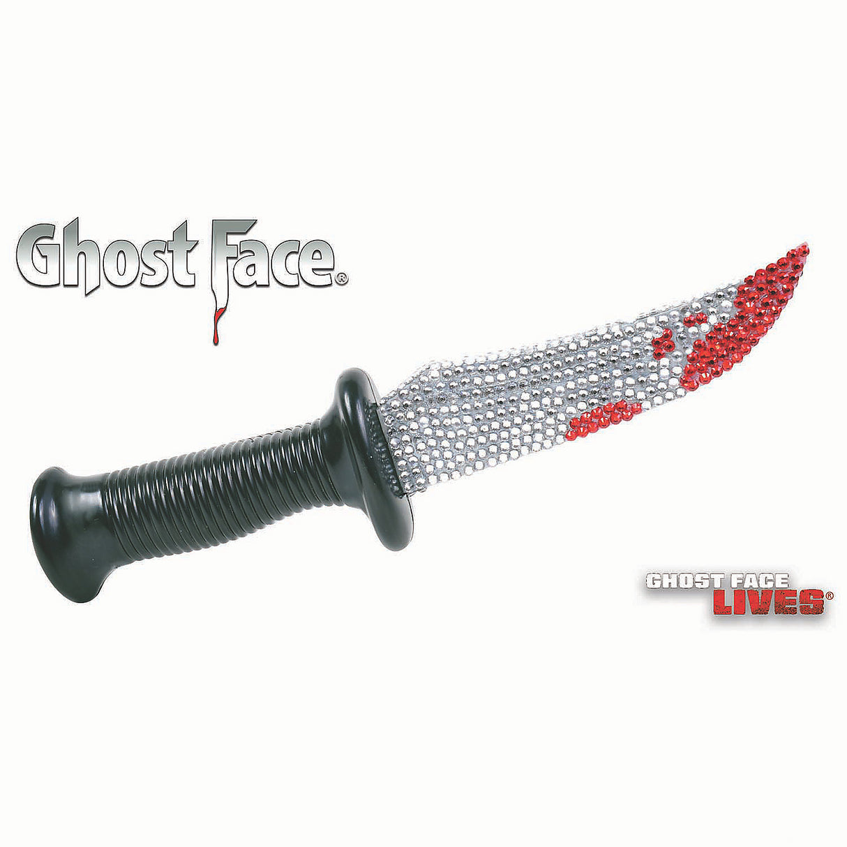 Sparkly Ghost Face Black Knife Accessory for Halloween Costumes and Themed Parties