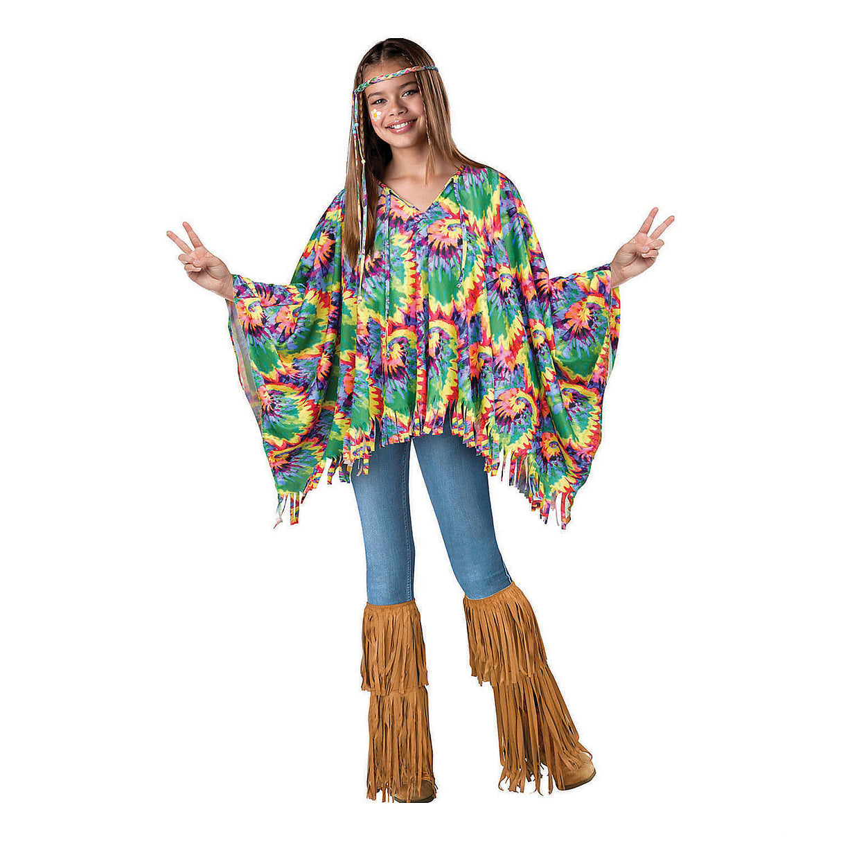 Creative Hippie Child Poncho Costume for Halloween Trick-or-Treat and Family Fun Activities
