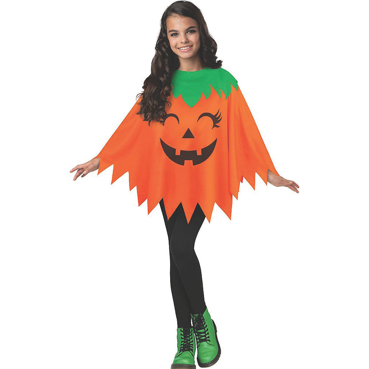 Creative Pumpkin Child Poncho Costume for Halloween Parties School Events and Festive Celebrations