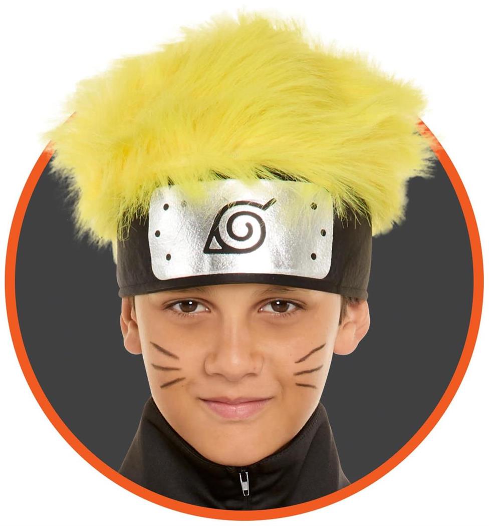 Officially Licensed Naruto Leaf Headband with Hair for Halloween Cosplay and Anime Events