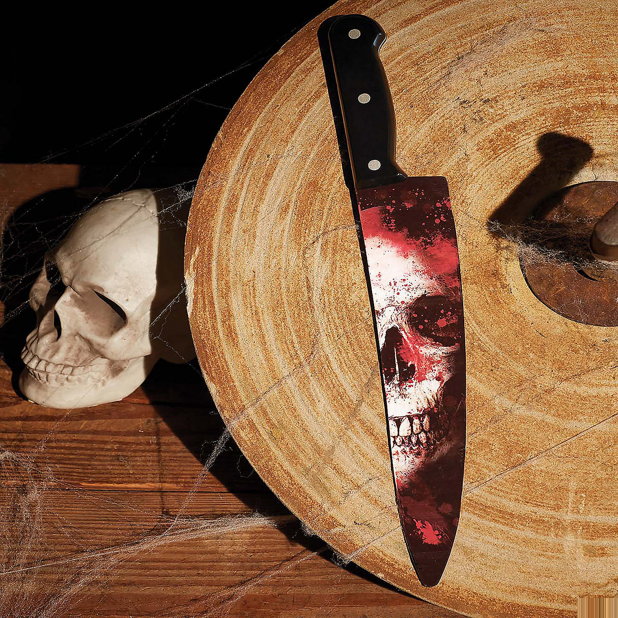 Unique Chef Knife Skull Graphic Blade for Horror Costumes and Theatrical Events