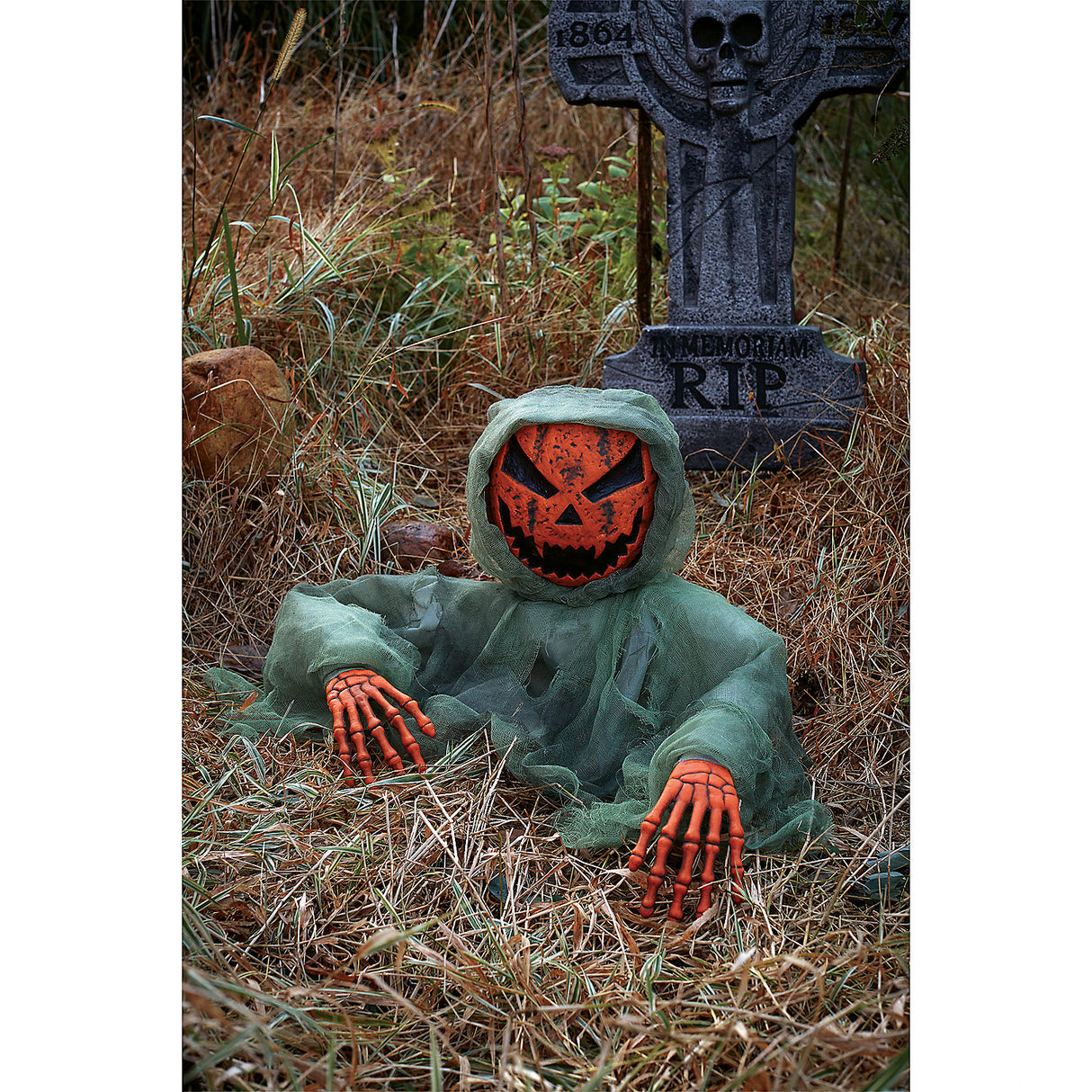 Decorative Grave-Breaker Pumpkin for Halloween Displays and Spooky Themed Parties