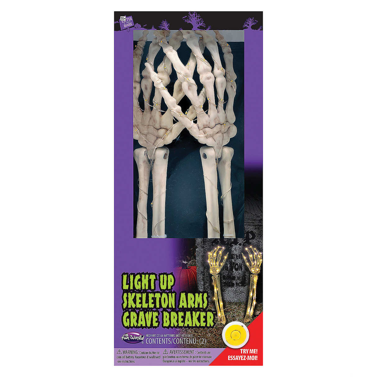 15 in Light-Up Skeleton Arms Yard Decor