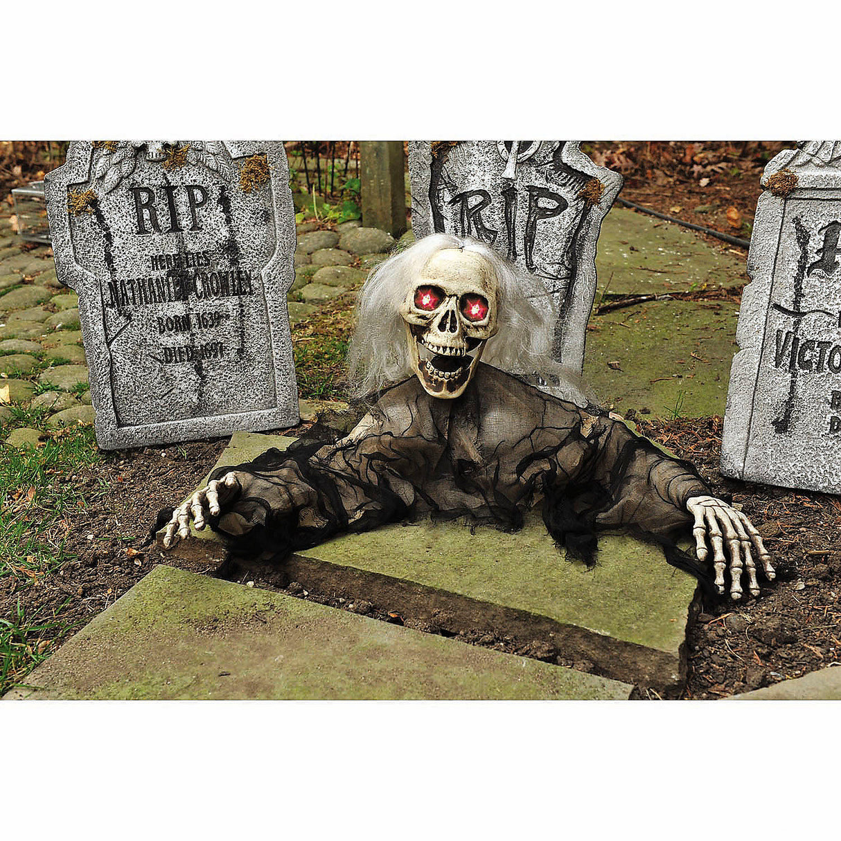 Animated Light-Up Grave Breaker Decoration for Halloween Outdoor Displays and Spooky Events