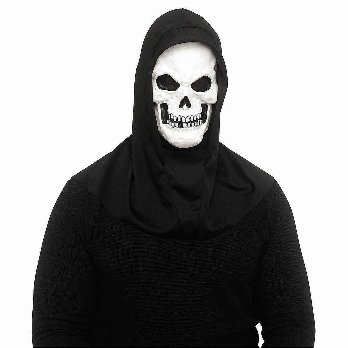 Glow-in-the-Dark Skull Mask with Shroud for Halloween Costumes and Scary Parties
