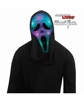 Ghost Face Color-Changing Full Mask with Hood – Light-Up Halloween Costume Accessory
