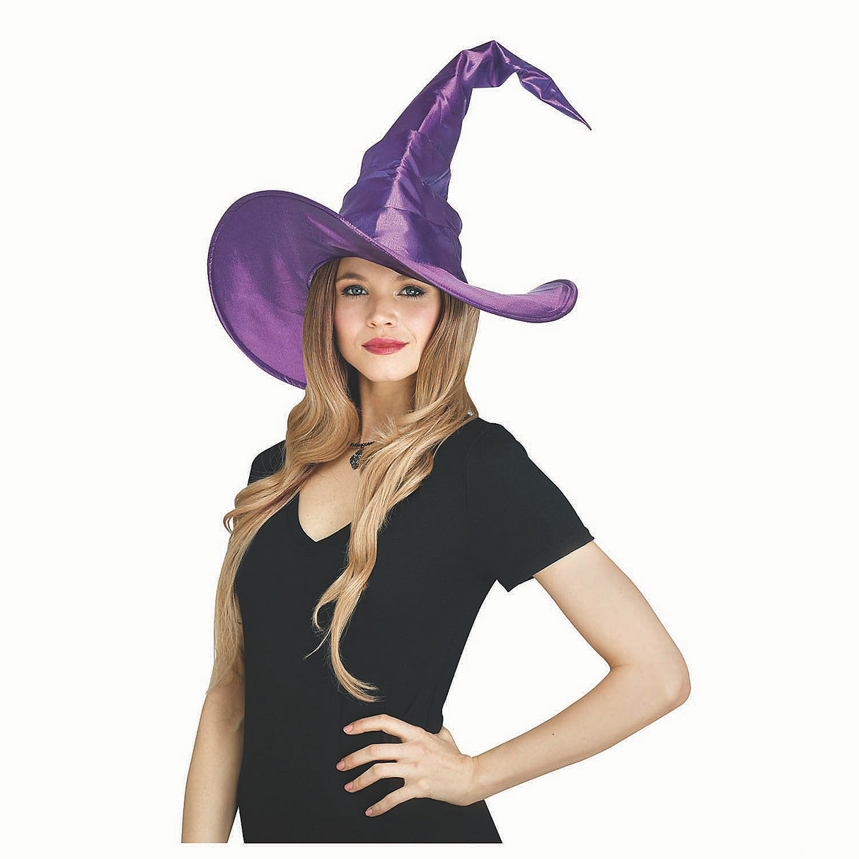 Enchanting Purple Curved Cone Witch Hat for Halloween Costumes and Magical Events