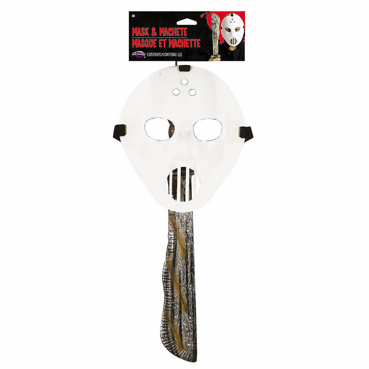 Adult White Hockey Mask and Machete Set for Halloween Costume Parties and Horror-Themed Events