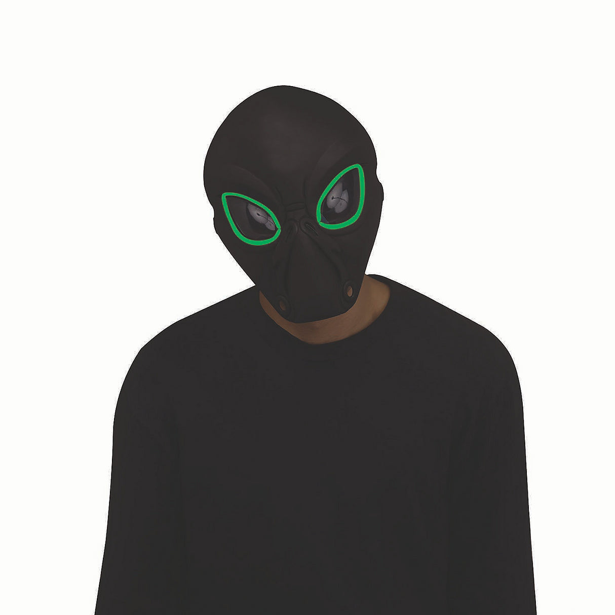 Electro-Luminescent Light-Up Alien Overhead Mask for Halloween Costumes and Sci-Fi Events