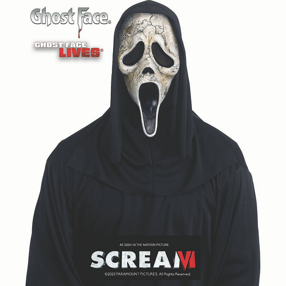 Ghost Face Aged Full Mask for Halloween Costumes Horror Parties and Spooky Events