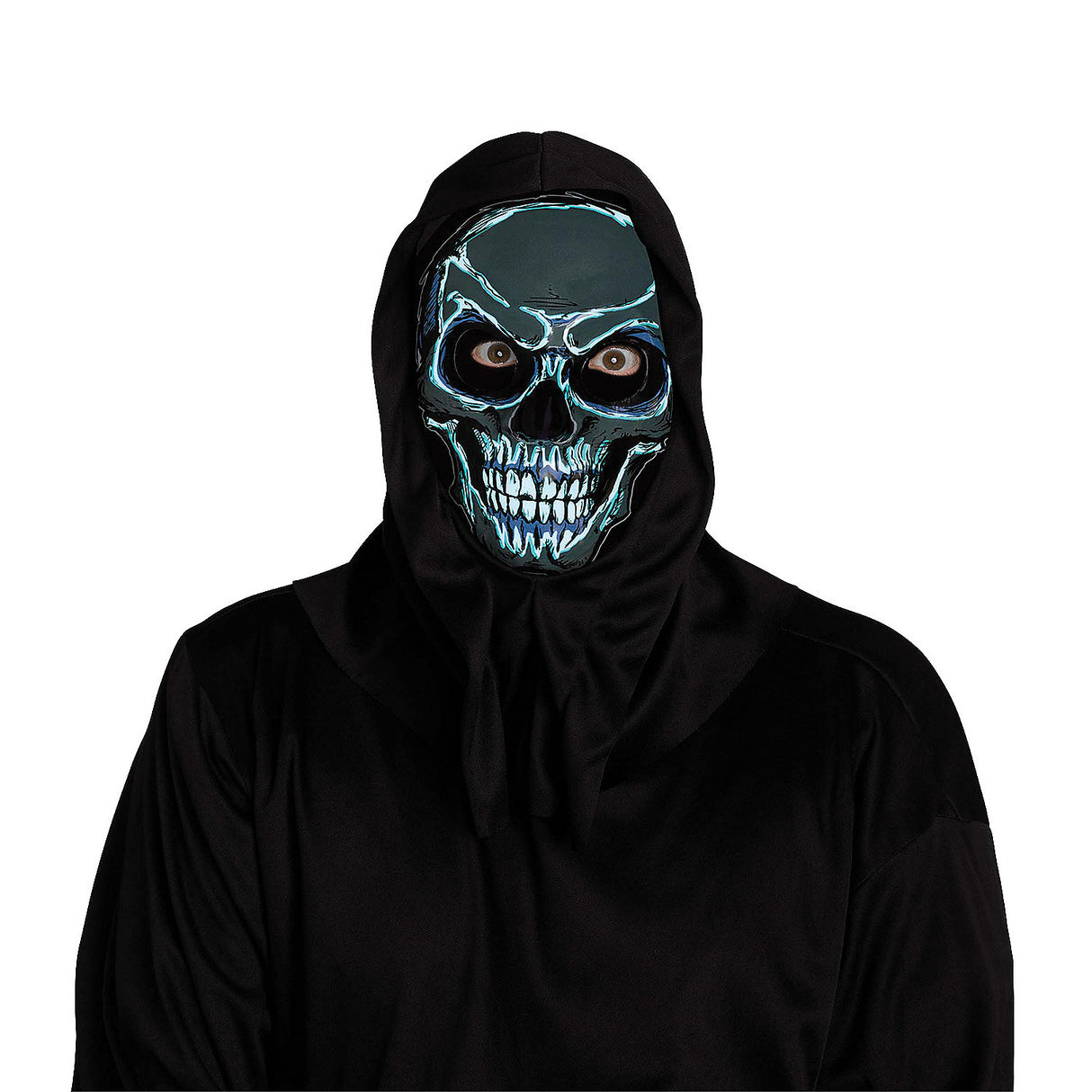 Electro Skull Reaper Mask with Light-Up Feature for Halloween Parties and Costume Contests