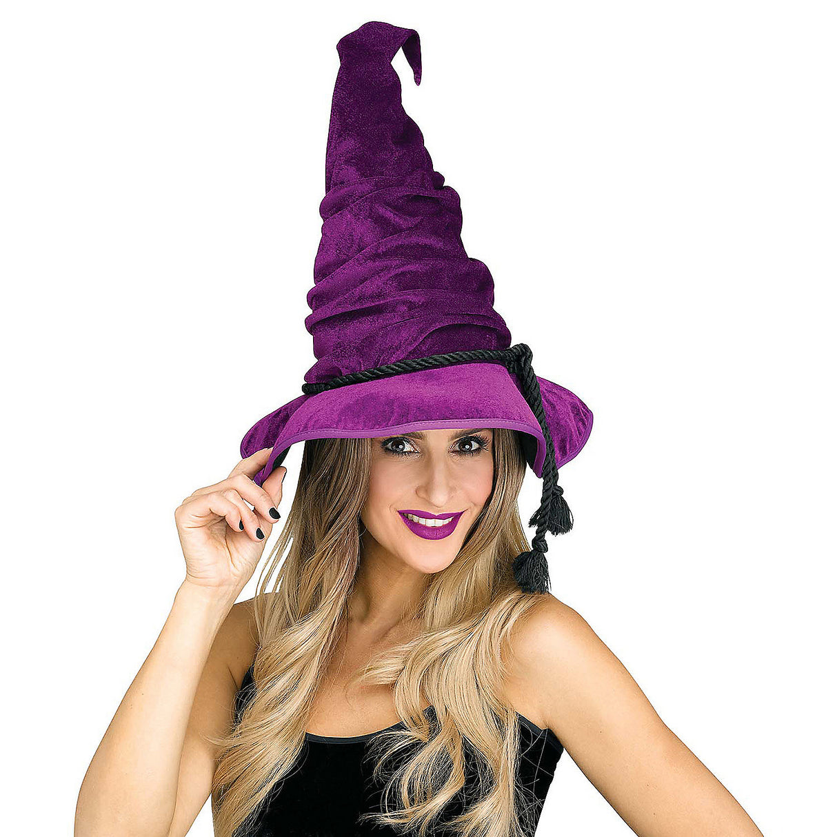 Rich Purple Velour Witch Hat for Halloween Parties Costume Events and Festive Celebrations