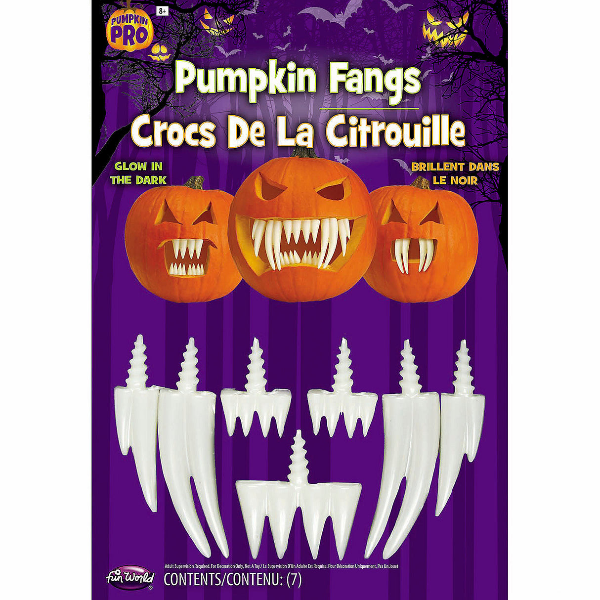 Glow-in-the-Dark Fangs for Creative Pumpkin Decorating Halloween Crafts and Unique Party Decorations