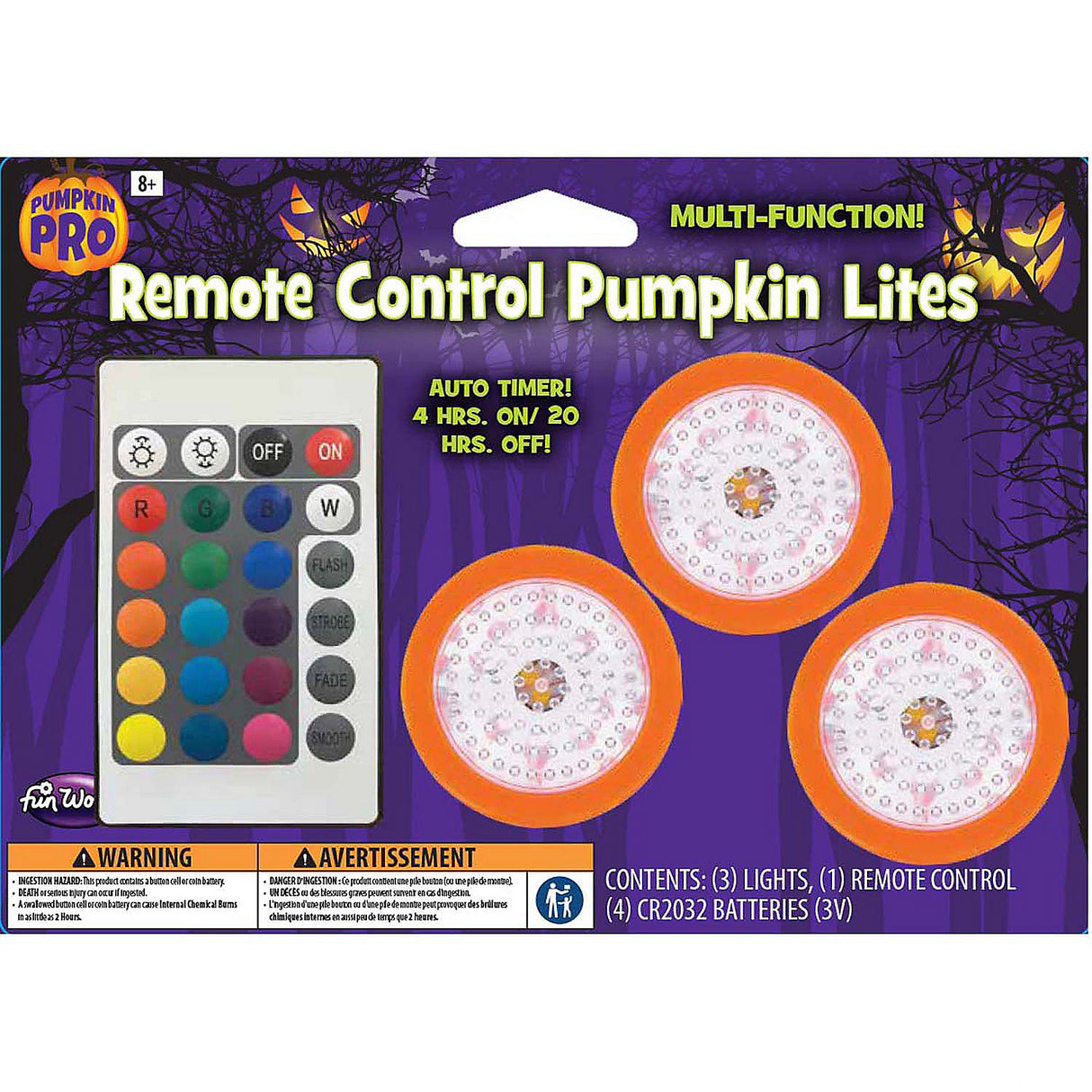 Orange Multi-Function Pumpkin Lights with Remote Control for Halloween Decorations Parties and Seasonal Events