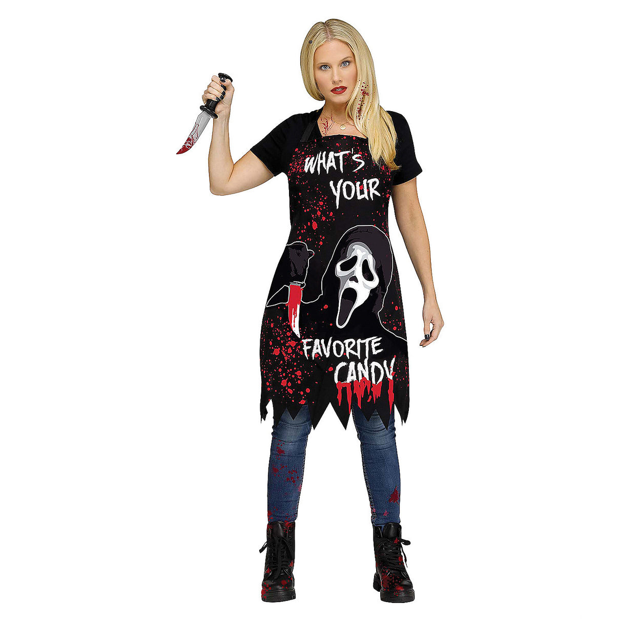 Spooky Scream Ghostface Horror Apron for Halloween Parties Costume and Scary Cooking