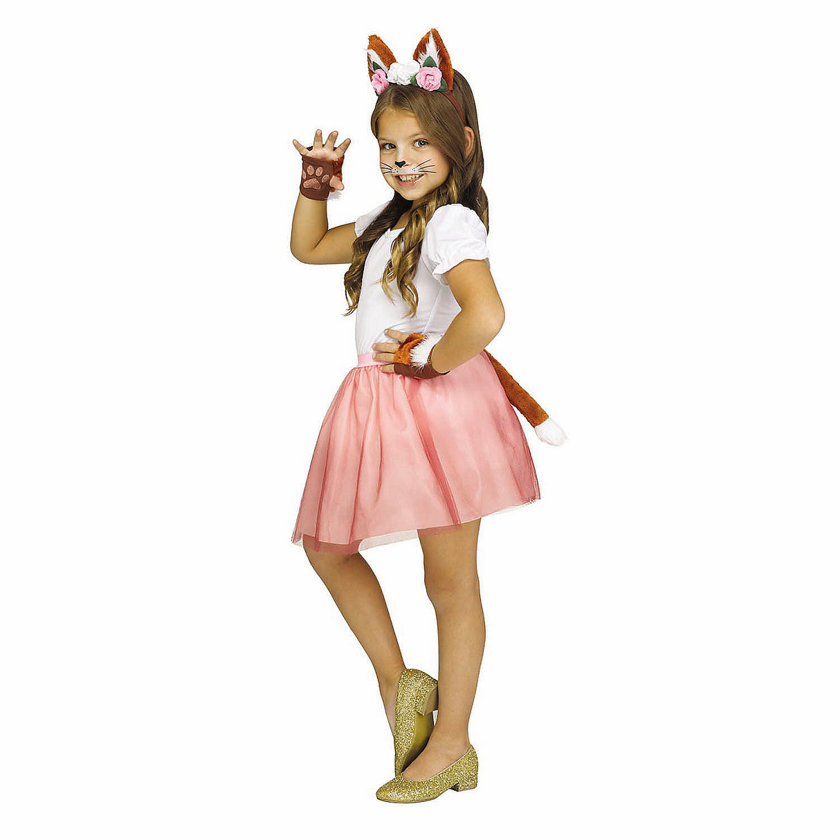 Fun Kids Forest Friends Fox Pink Tutu Kit Costume for Halloween Dress Up and Imaginative Play
