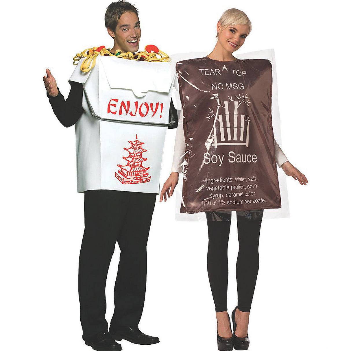 Fun Couples Chinese Take Out Soy Sauce Costume for Halloween Parties and Costume Events