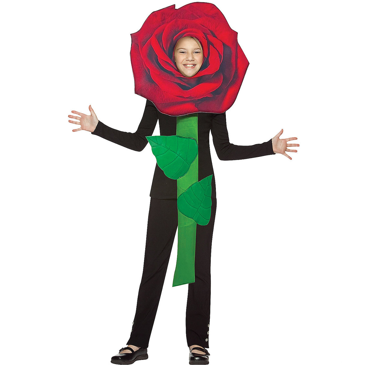 Enchanting Red Rose Flower Child Costume for Halloween Trick or Treating and School Events