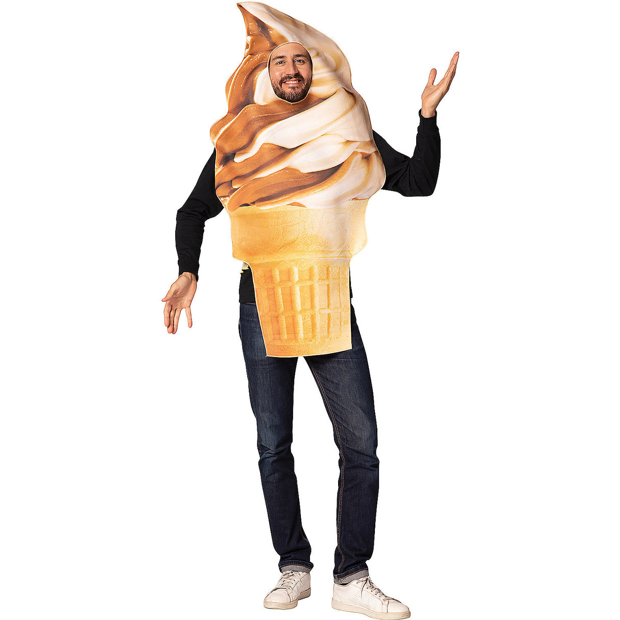 Fun Get Real Soft Serve Ice Cream Cone Adult Costume for Halloween Parties Themed Events and Group Fun
