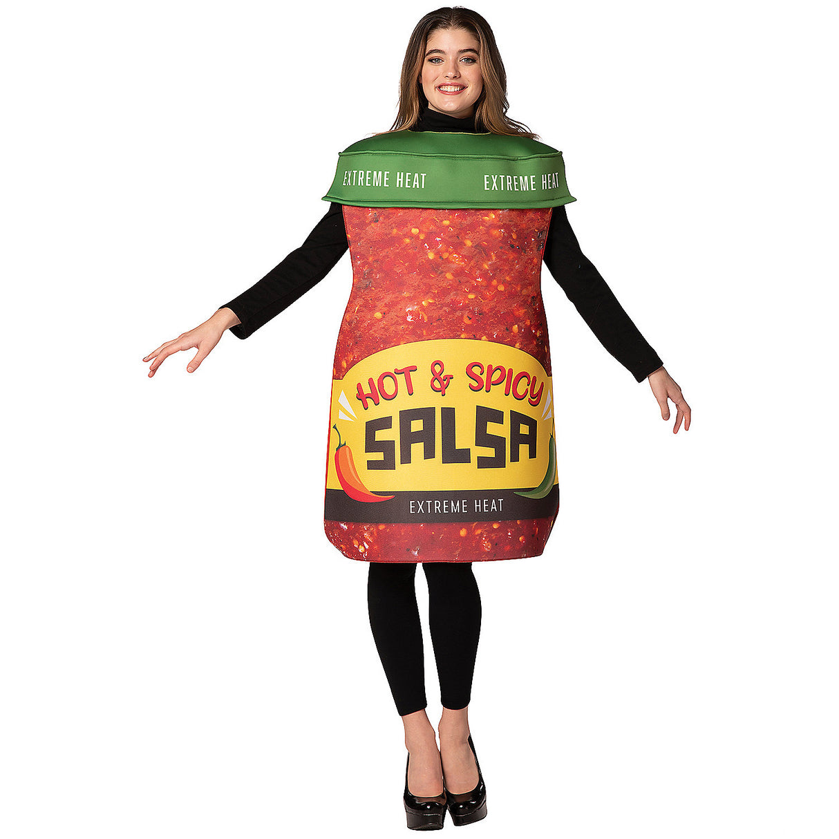 Hot & Spicy Salsa Jar Costume for Halloween Parties Food Theme Events and Fun Dress Up