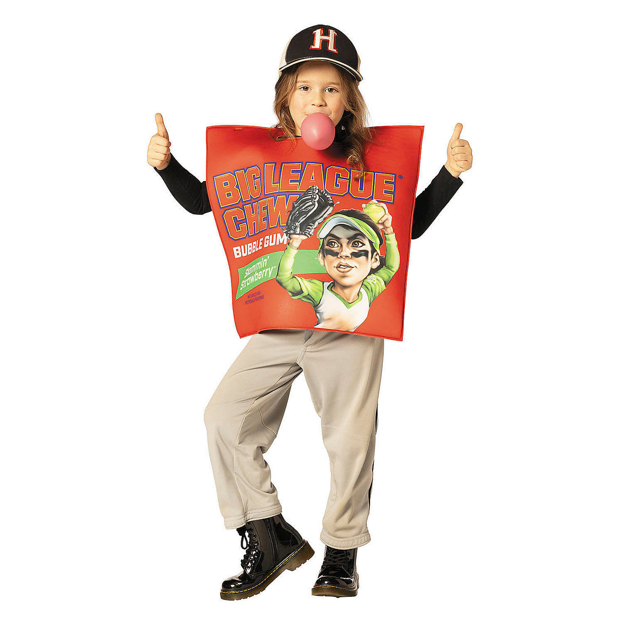 Kids Big League Chew Strawberry Gum Pouch Costume for Fun Play Days and Halloween Events