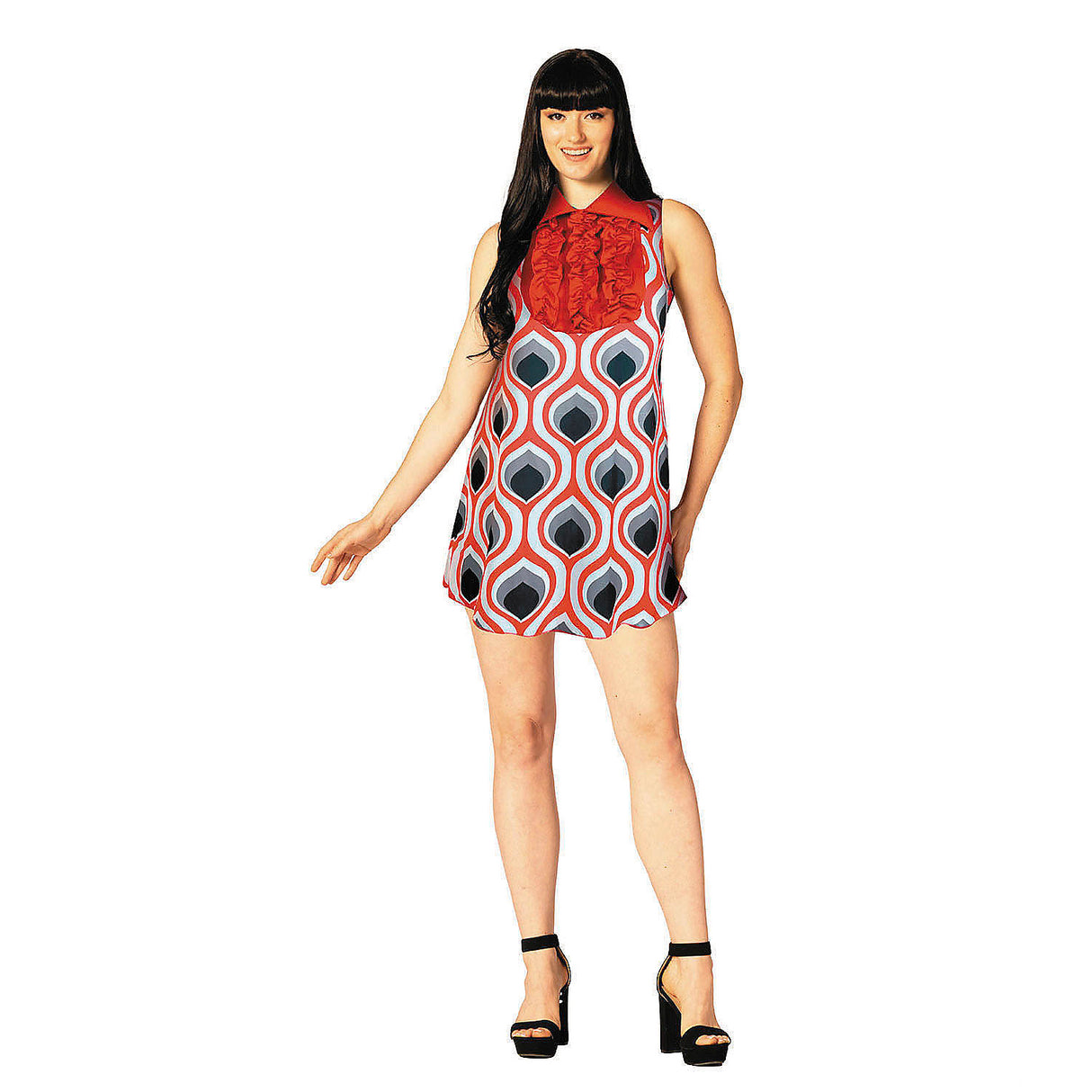 Stylish Adults Swaggertown Black and White Feather-Print Dress Costume for Halloween Parties and Themed Events