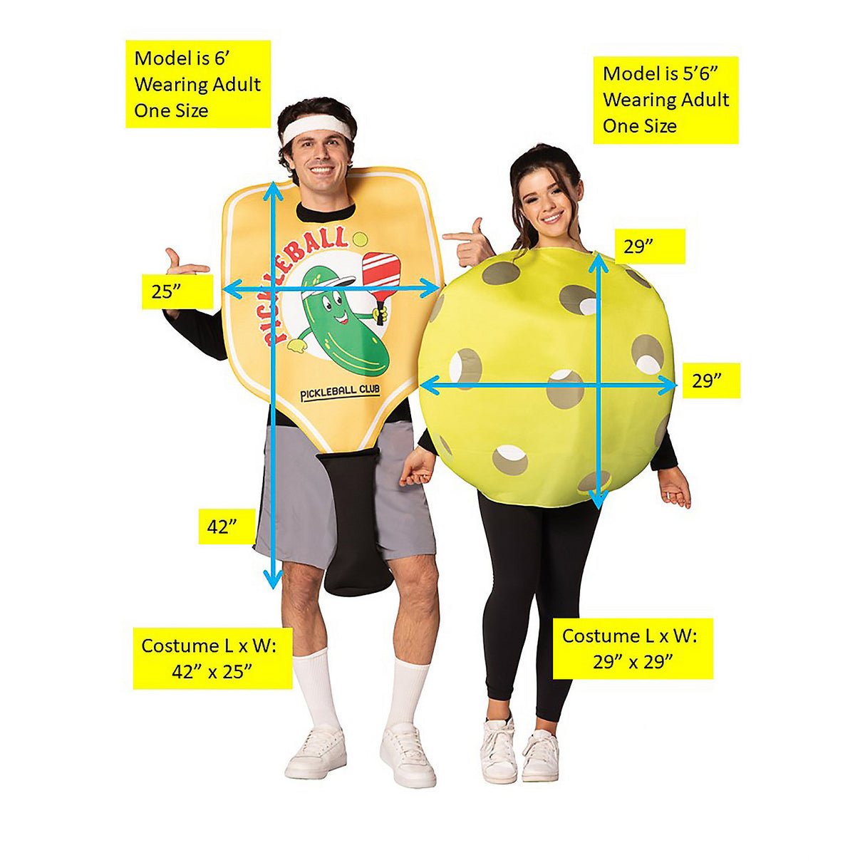 Fun Pickle Ball Paddle and Ball Couple Costume for Halloween Parties Sports Events and Best Friend Adventures