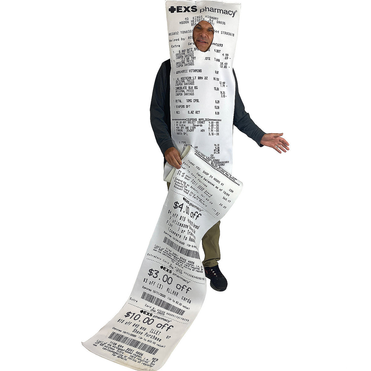 Fun Exs-Ively Long Pharmacy Receipt Costume for Halloween Parties and Creative Dress Up