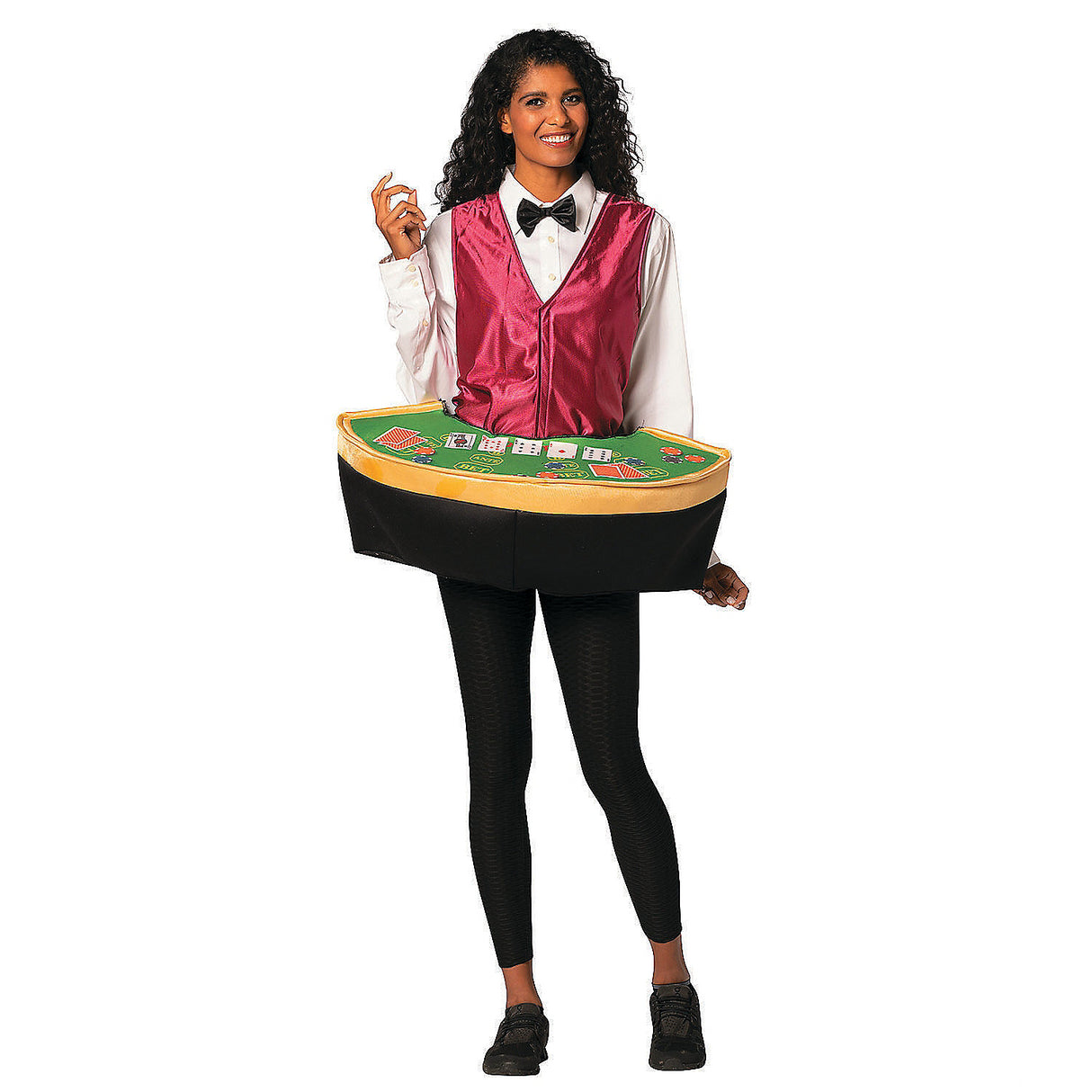 Fun Adult Poker Dealer Costume with Table for Halloween Parties and Couple Costume Ideas