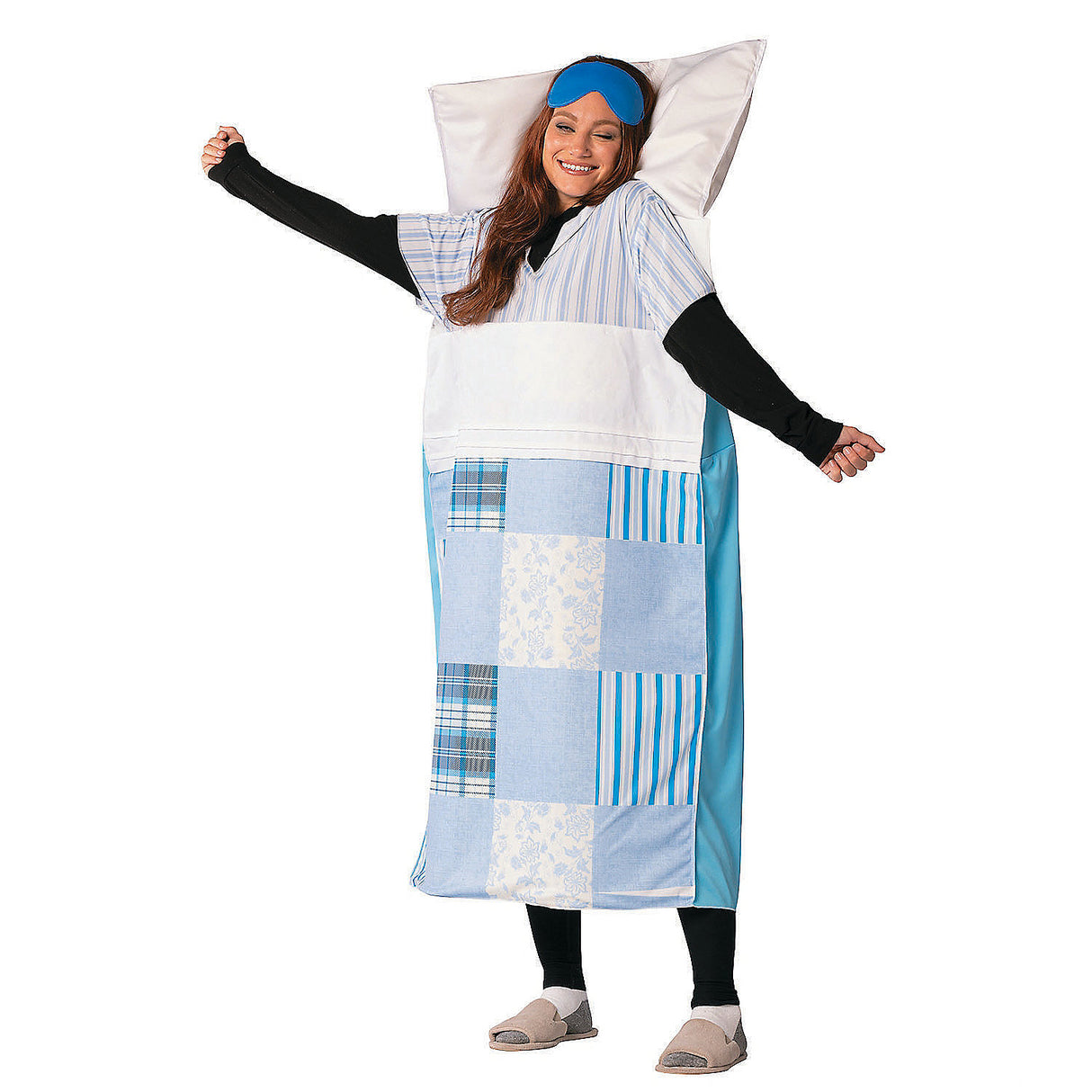 Humorous Adult Sleeping Bed Costume with Pillow for Halloween Parties and Fun Costume Events